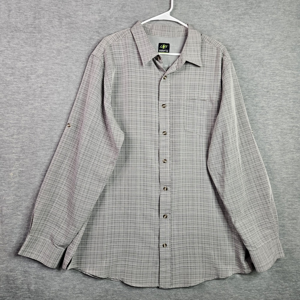 Nordictrack Men's Gray Plaid Button Up Long Sleeve Camp Shirt Size XL NEW